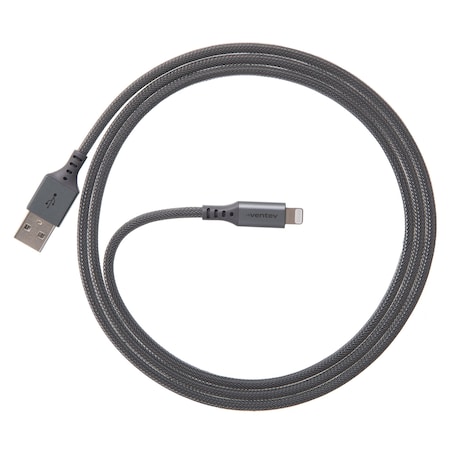 Ventev Chargesync Alloy Usb A To Apple Lightning Cable 4ft, Steel AC4-STL256512